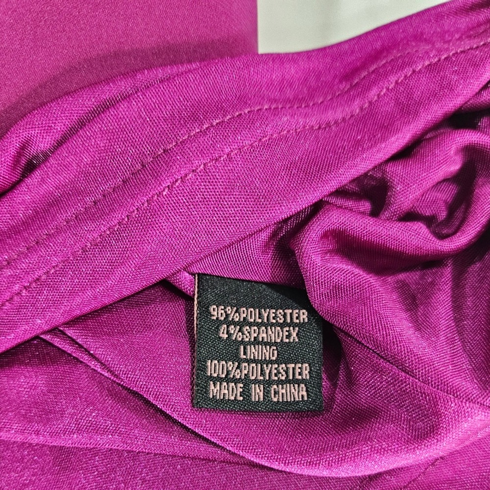 Aqua Womens One Shoulder Draped Satin Tulip Hem Cocktail Dress Plum Purple 6 - Picture 9 of 13